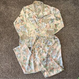 Victoria’s Secret Vintage Gold Label Pajama Set Pink Silk Lace Women’s Small